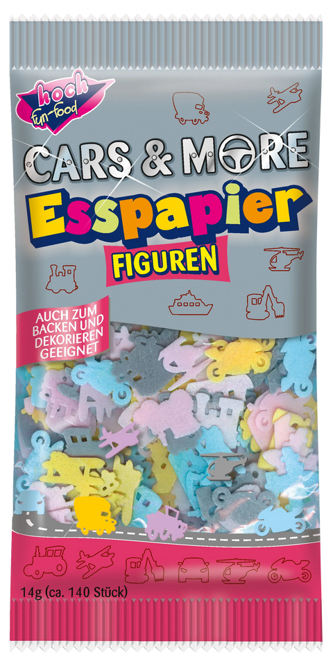 Tüte Esspapier grau mit Figuren Cars and more