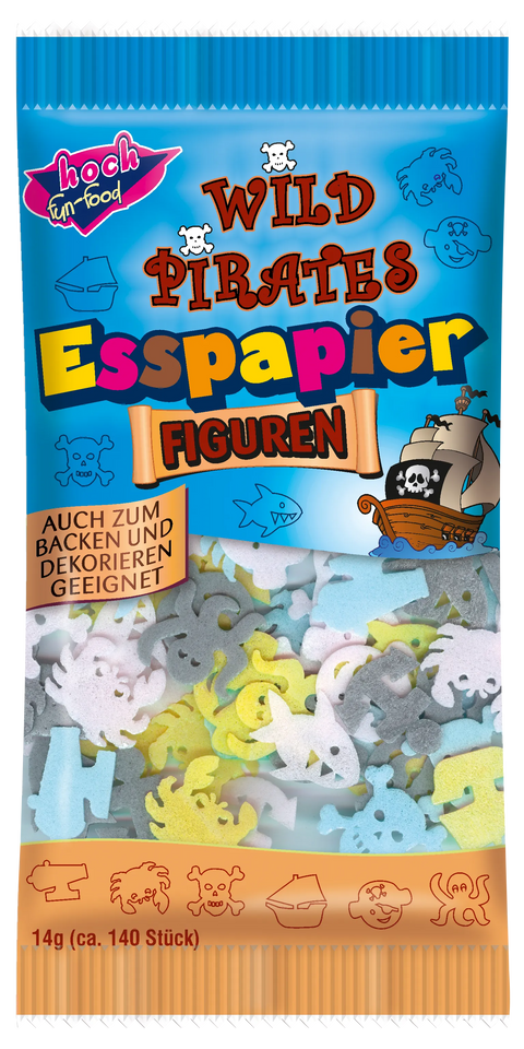 Tüte Esspapier blu mit Figuren Wild Pirates