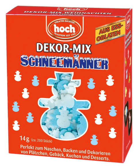 rote Packung mit Dekormix SChneemänner