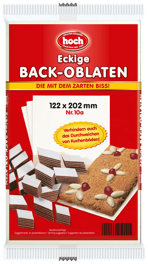 eckige Backoblaten zarter biss in rot weißer Verpackung