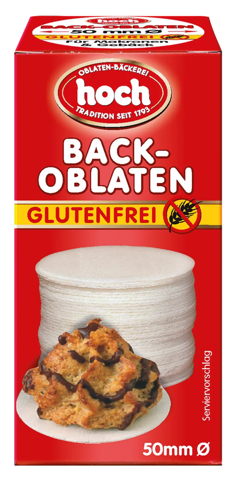 rote Packung mit Oblaten glutenfrei