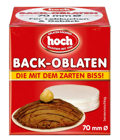 Baking wafers 70 mm Ø, pack of 2