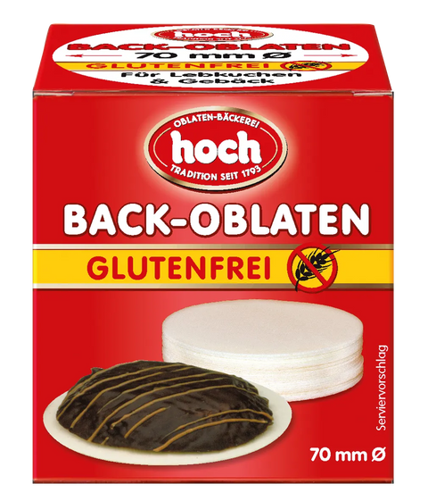 rote Packung mit Oblaten glutenfrei