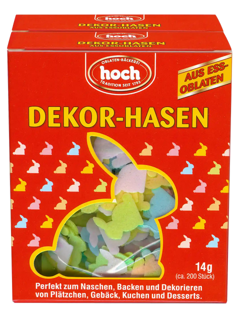rote Packung mit Dekorhasen