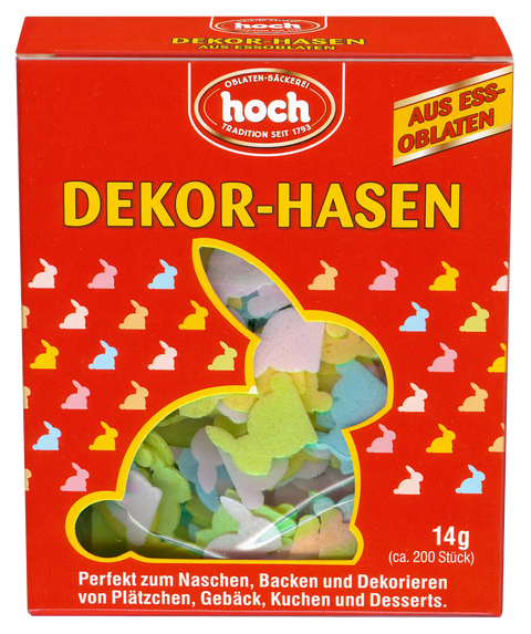 rote Packung mit Dekorhasen