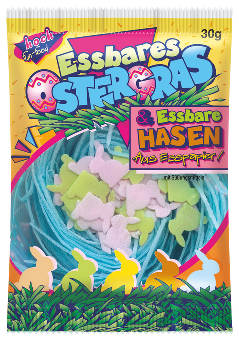 bunte Tüte Ostergras mit Hasen aus Esspapier