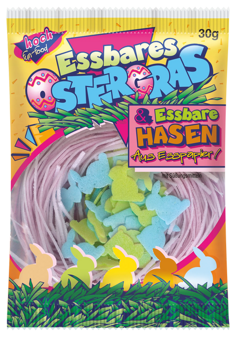 bunte Tüte Ostergras mit Hasen aus Esspapier