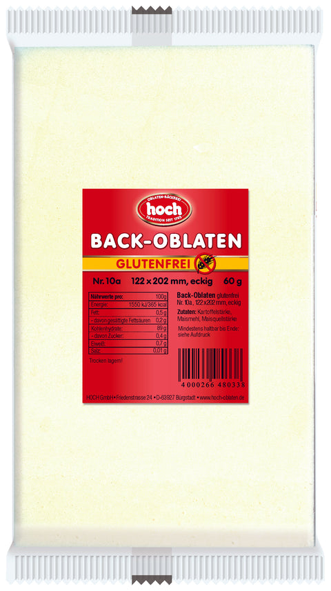Gluten-free baking wafers Nr. 10a 