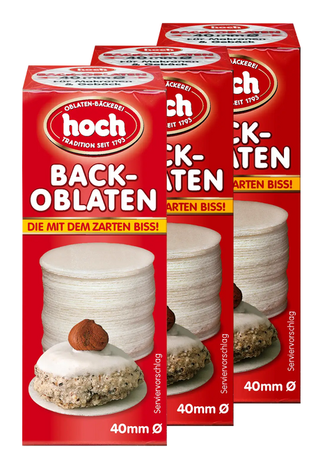 Baking wafers 40 mm Ø, pack of 3