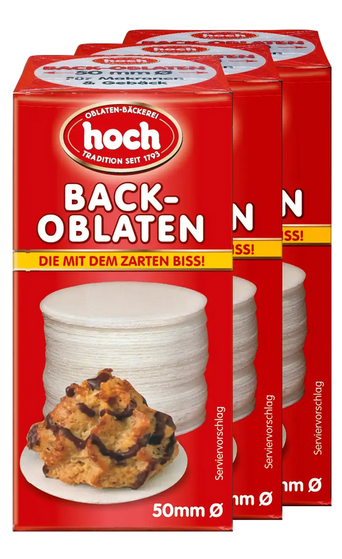 Baking wafers 50 mm Ø, pack of 3