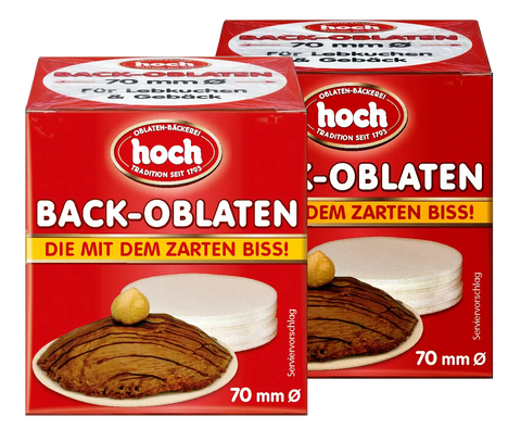 Baking wafers 70 mm Ø, pack of 2