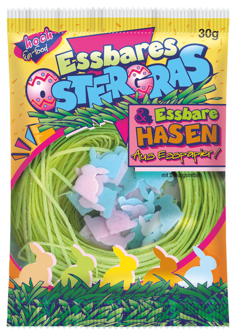 Edible Easter Grass &amp; Edible Wafer Bunnies, Pack of 2